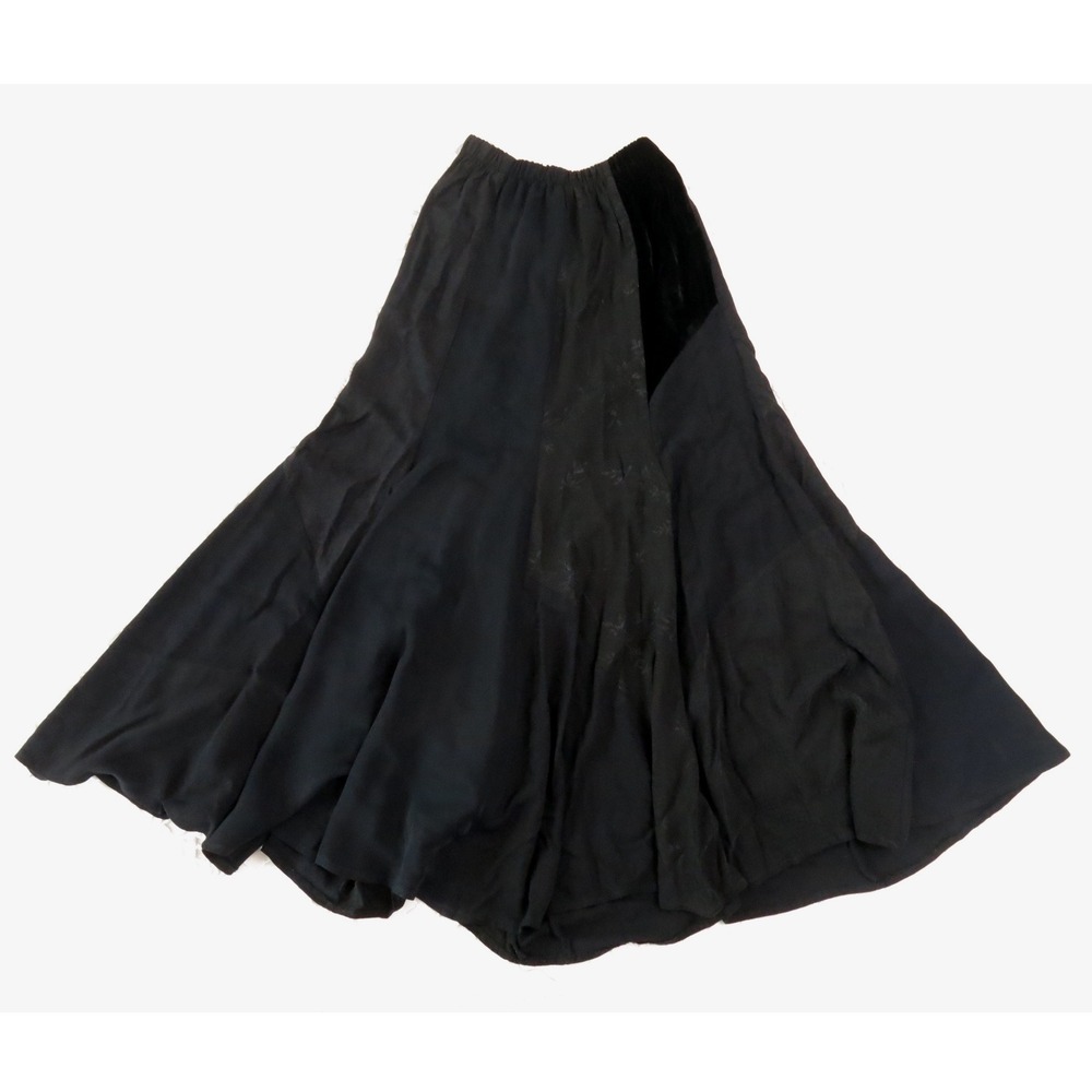 Zoe California Vintage Small Black Maxi Skirt Velvet Whimsigoth Flowy Rayon